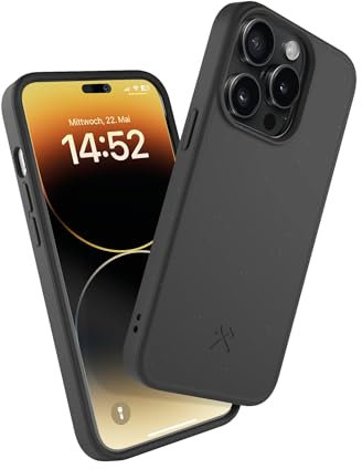 Woodcessories - Handyhülle kompatibel mit iPhone 14 Pro Max Hülle schwarz - Nachhaltig aus Pflanzen