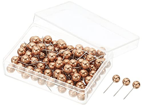 PATIKIL Push Pins, 100 Pack Round Head Map Tacks Thumb Steel Point for Office Cork Board, Rose Gold