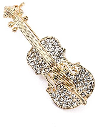 GFM® Broche musique violon strass, Small, Métal
