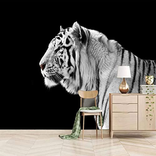 ZAPVI Vlies Fototapete Schwarzer und weißer Tiger Größe:W250CMxH175CM Tapete, Dekoration, Wandtapete, Wandbild, Wandbelag, Designtapete
