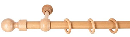 SN Deco - Stilgarnitur Gardinenstange Vorhangstange Giro, Holz, 28 mm, 1-Lauf, Komplettset mit Ringen, 400 cm (2x200 cm) (Eiche)