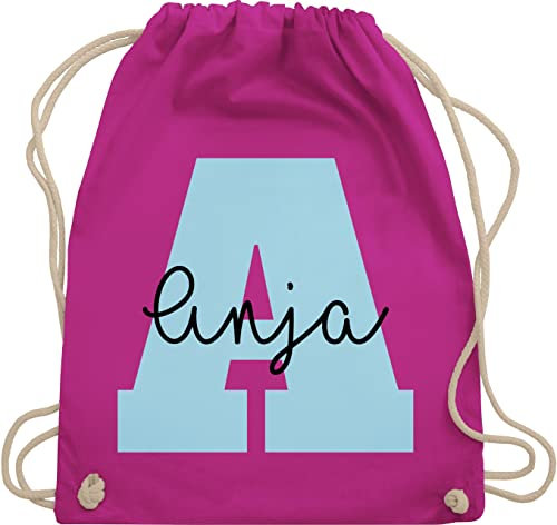 Turnbeutel Rucksack - Initialen - Geschenkideen personalisiert mit Namen Geschenke Weihnachten Anfangsbuchstaben - Unisize - Fuchsia - stoffbeutel kita personalisierte turnsackerl