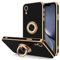 Hython Case for iPhone XR Case Ring Stand [360° Rotatable Ring Holder Magnetic Kickstand] Shiny Plating Rose Gold Edge Soft TPU Bumper Cover Shockproof Protective Phone Cases iPhone XR 6.1-Inch, Black