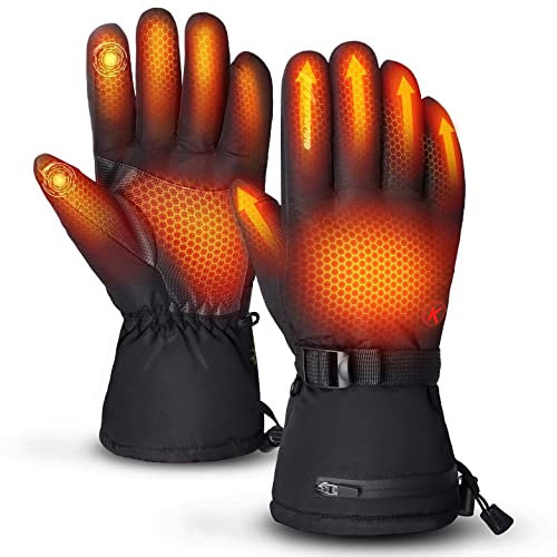 KEMIMOTO Beheizbare Handschuhe, Beheizte Handschuhe mit 2500mAh Akku, heizbare Handschuhe Motorrad Herren, Handschuhe beheizbar für Skifahren, Angel, Motorradfahren