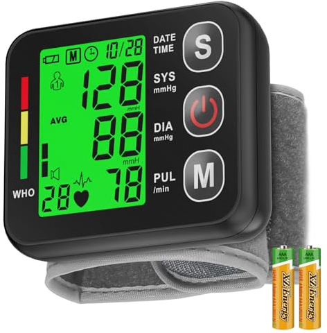Wrist Blood Pressure Monitor -Bp Monitor, Automatic Blood Pressure Cuff 13.5-19.5 cm, High Accuracy, Backlit LCD Screen - 2 * 99 Sets of Memory for Home/Travel/Office Use(FSA&HSA Eligible)
