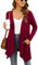 Yommay Damen Strickjacke Winter Langarm lässig Cardigan für Damen Komfortabel und warm mit Taschen Gestrickt Blazer,Weinrot,XX-Large