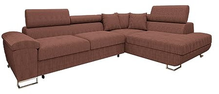 Mirjan24 Ecksofa Eckcouch Cotere Cord, Sofa Couch mit Schlaffunktion und Bettkasten L-Sofa Farbauswahl Wohnlandschaft vom Hersteller (Poso 29, Seite: Rechts)
