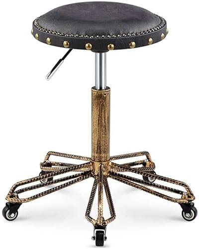 Drehhocker, höhenverstellbarer Barhocker, Beauty-Hocker, Barhocker, Heim-Drehhocker, Retro-Riemenscheiben-verstärkter Barhocker, 4 Farben erhältlich, Hocker für Küche, Salon, Bar, Büro, Massage