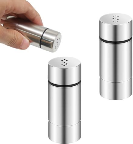 2 Pièces Salière Et Poivrière,Saliere,Poivrier,Salière Et Poivrière En Acier Inoxydable,Ensemble Moulin Poivres Et Sel,Saliere Et Poivriere De Table,Pour Restaurant Et Au Camping (Lot De 2)