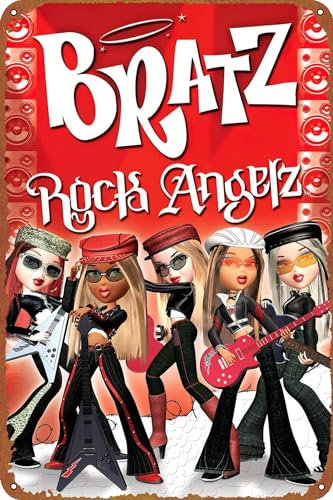 KIVYYB Bratz: Rock Angelz Filmposter, Metallschild, Blechschild, Vintage, Metall, Pub, Club, Café, Bar, Zuhause, Wandkunst, Dekoration, Poster, Retro, 20,3 x 30,5 cm