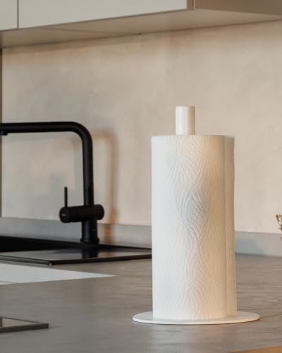 Metallbude Küchenrollenhalter Ivana - Weiß - Minimalistischer Küchenpapierständer aus pulverbeschichtetem Metall - 30 cm