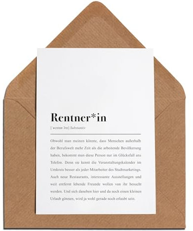 Rentner/Rentnerin Definition: Klappkarte mit Umschlag »Rentner*in« Definition