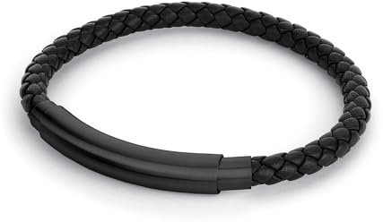 FYNCH HATTON Lederarmband mit Edelstahl in schwarz FHJ-0098-B-88