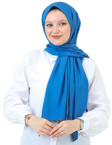 Prien Hijab Kopftuch für Damen, Muslimische Kleid Schal, Kopftücher für Mädchen, Islamische Langer Scarf, Chiffon Turban Kleider für Ramadan (Indigo)