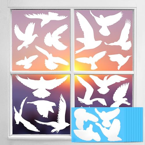 37 Piezas Ventana Pegatinas para Pájaros, Vinilos para Cristales, Crash Proof Ventana Pegatinas para Prevención de Personas y Aves Golpes en Ventana Accesorios Fiesta (Blanco)