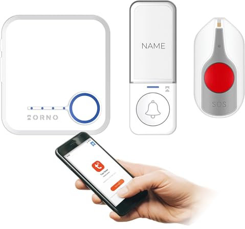 Miratic Timbre Inalámbrico con Wi-Fi - Timbre Casa - Botón de Entrada sin Pilas y Botón SOS con Pilas 52 Tonos Timbre Inalambrico Exterior - Alcance de 200m - Color Blanco