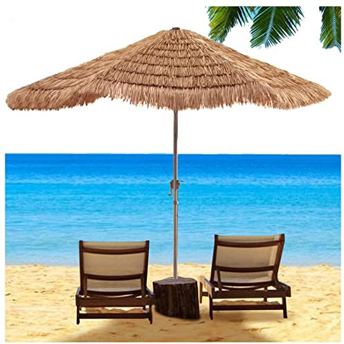 QUSYZD Sombrilla de Paja de Playa Tropical, sombrilla de simulación de 2,4 m, Patio Exterior Impermeable para más de 50 Personas, sombrilla de jardín portátil, sin Bas,