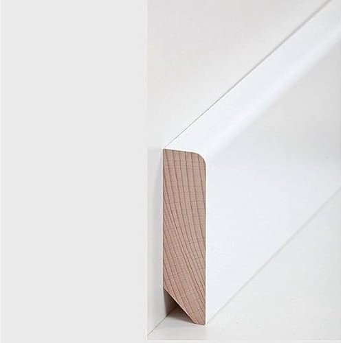 Proviston - Battiscopa in legno massello massiccio, 20 x 80 x lunghezze fino a circa 2400 mm, colore bianco, da incollare, viti e chiodi, 12 m, 5 pezzi
