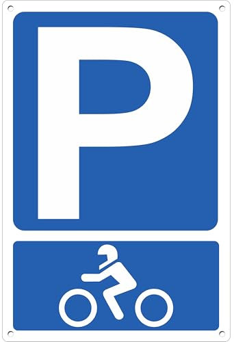 Pubblimania Panneau de stationnement pour motos en aluminium composite de 3 mm. Pour usage extérieur ou intérieur (30 x 40 cm)