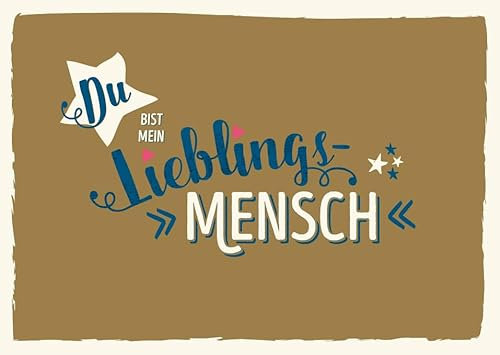 Gutsch Verlag Liebesbotschaftskarte Du bist mein Lieblingsmensch für Partner, Freunde & Familie – liebevolles Design mit Herz- und Sternmotiven, Postkarten-Liebe