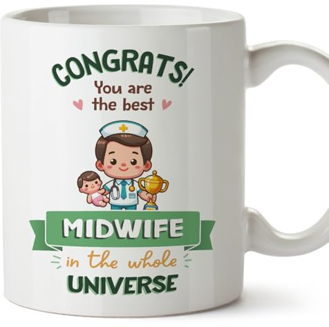 MUGFFINS Midwife Man Mug - in English - Best in Universe Trophy - Funny Gift for Colleagues - Ceramic 11oz Mug
