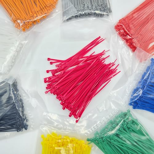 500 Stück Kabelbinder Rosa, 2,5mm Kabelbinder UV Beständig, Nylon Verschiedene Größen Super Haltbar Selbsthemmend Cable Ties (Rosa, 500 Stück x 100mm)