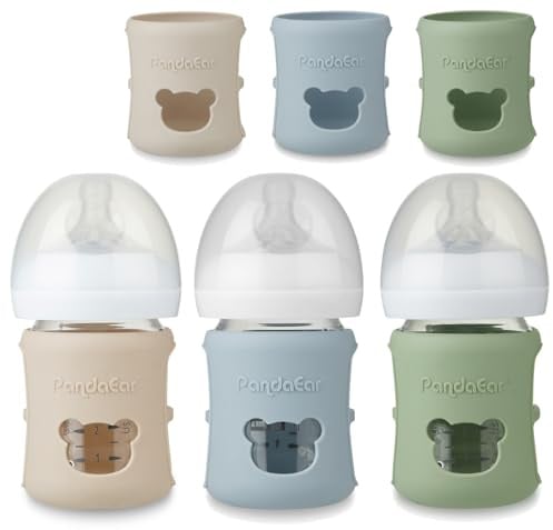 PandaEar Lot De 3 Manchons En Silicone Pour Biberons En Verre Philips Avent Natural 120 ml, Protection Anti-Casse Et Résistante À La Chaleur, Sans BPA