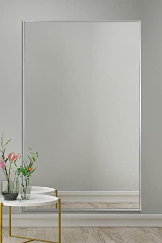 Full-Length Silver Aluminium Metal Leaner Wall Mirror: 174 x 110cm – Large, Durable Frame, bedroom, hallway, bathroom or dressing room Wall Mirror