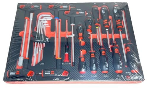 Würth Zebra System Schraubendreher Satz 25 Teile in Schaumeinlage Set mit PH, Schlitz, Innensechskant, Außensechskant, Quergriff für Werkstattwagen ORSY 8.4.1 0965905940