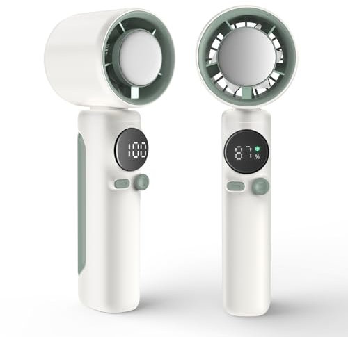 Ventilateur Portable à Main, Mini Ventilateur Turbo Portable, Mini Ventilateur Portable avec Batterie 4000mah, Refroidissant, Vitesse Réglable (1-100), Adapté Voyages et à l'Extérieur (Beige)