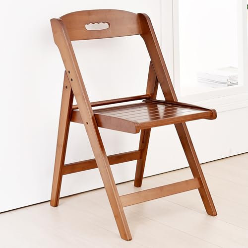 Klappstuhl aus Holz, Faltbarer Sitz, platzsparend, Leichter Stuhl für Esszimmer, Wohnzimmer, Hinterhof, Camping,Braun