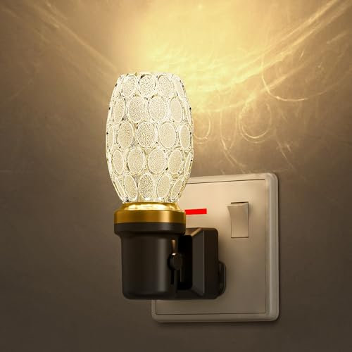 LOHAS-LED Dimmable Plug-in Night Light with Dusk-to-Dawn Sensor, 0–100LM Adjustable Brightness, Soft Warm White 3000K for Bedroom, Bathroom, Hallway, Nursery, Garage