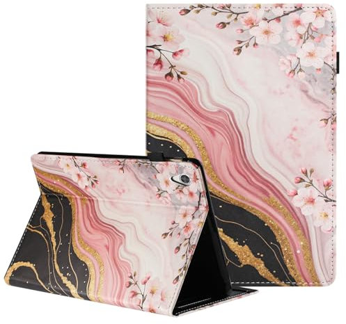 TEDTIKJT Funda para Lenovo Tab M10 HD 2nd Gen 10.1 2020 TB-X306X Funda PU Cuero Flip Carcasa con Protectora Soporte Patrón Pintado Tablets Fundas,Flores de Melocotón de Mármol