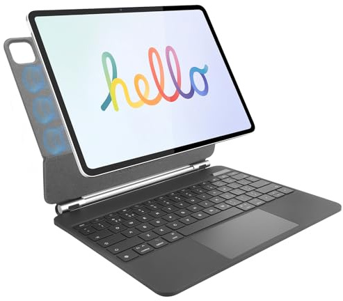 Rii Magnetic Keyboard Case for iPad Pro 12.9 (6th/ 5th/4th/3rd Gen,2022/2021/2020/2018), Wireless iPad Bluetooth Keyboard with Case, 7 Backlights and 4 Brightnesses, Multi-Touch Trackpad UK Layout