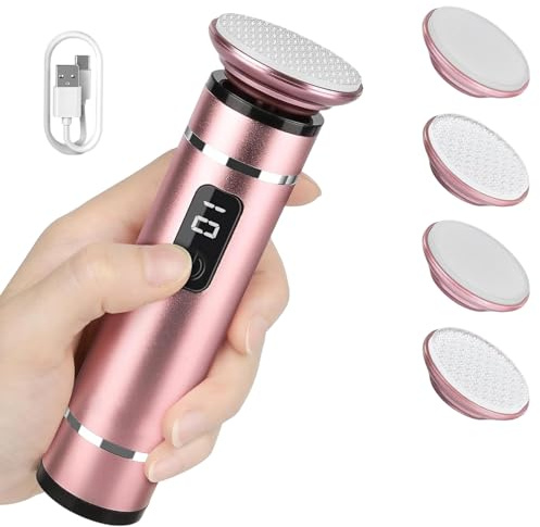 Ruiqas Rapeuse Pieds Électrique, Rechargeable Rappe Pieds avec 4 Tête Givrée,Affichage, Soin des Ponceuse Pied pour Pied, Peau Morte Corne Talon