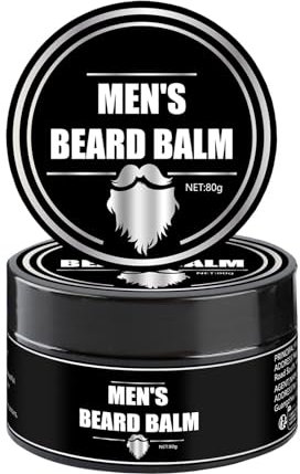 Männer Bartbalsam 80g, Bartbalsam für Männer, Natürliche Bartpflege Wachs Leave-in Bart Conditioner Gesichtshaar Feuchtigkeitscreme für die Erweichung von Haaren, Bartpomade für Männer (80G, 1PC)