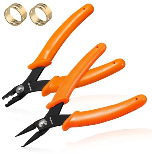 LEONTOOL Split Ring Pliers with Crimp Bead Pliers and Jump Ring Opener Finger Tool | 5 Tweezer Nose Plier for Split Rings, Key Chain, and Fishing | Bead Crimper Tool for 2mm & 3mm Beads and Tubes