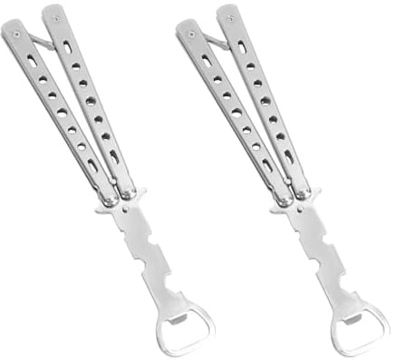 ZDNT Flaschenöffner und Messer in Schmetterlingsform, multifunktional, für Bar, Party, Bierliebhaber, Geburtstagsgeschenk, Marvel-Fans, 2 Stück (Silber)