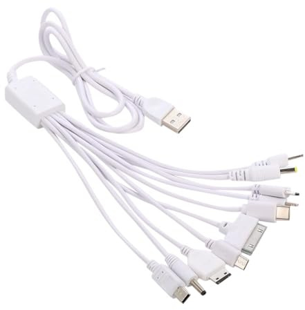 Longben 10 in 1 Universal Cable,Multi Charging Cable,Fit USB Charger for Mobile Phone and Bluetooth Speaker MP3 Earphone 100CM (White)