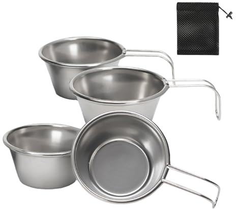 Mini verre à vin en acier inoxydable – Lot de 4 tasses portables durables de 50 ml, verres légers résistants à la corrosion, verres à vin compacts pour l'extérieur | Camping alpinisme sac à dos