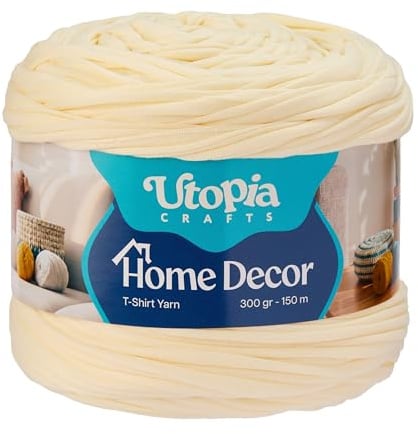 Utopia Crafts Home Decor T-Shirt Yarn for Crocheting 300g (Off White)