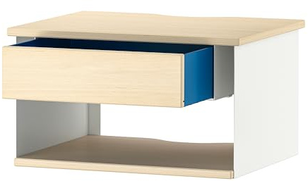 ProTuning STOMSÖ Wand-Nachttisch Birke Optik Weiß/Blau, 36x29x20cm