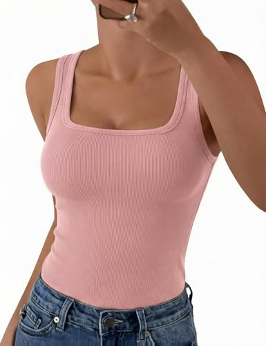 Aottori Canotta Donna Scollo Quadrato Aderente Slim Fit | Estiva, Canottiera, Elegante Basic, Tank Top, Senza Maniche, Sottogiacca a Maglia Casual Sexy