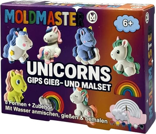 Dipoxy Gips Bastelset Kinder Figuren Gießen Bemalen Kreatives DIY-Set Sauber Einfach Ungiftig Geschenkidee Anmalspaß MoldMaster (Unicorns)