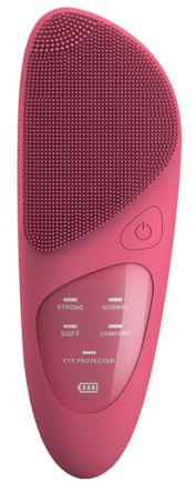 Sunluxy JMY-05 Gesichtsreinigungsbürste, großes Display mit Anzeige von Akkustand und Betriebsmodus, Reinigung, Massage und Wärmefunktion in einem, Augenpflege mit konstanter Temperatur, rot