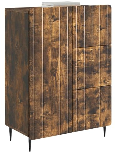 vidaXL Sideboard Geräucherte Eiche 66 x 34,5 x 91,5 cm Holzwerkstoff, Moderner Sideboard, praktischer Stauraum, rechteckiger Wohn- und Essbereich-Organizer, tolle Lösung