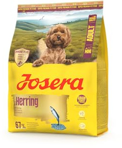 JOSERA Adult Mini Hering (1 x 900 g) | Premium Trockenfutter für ausgewachsene Hunde Kleiner Rassen | leckerer Hering | getreidefrei | Immune Plus Komplex | 1er Pack