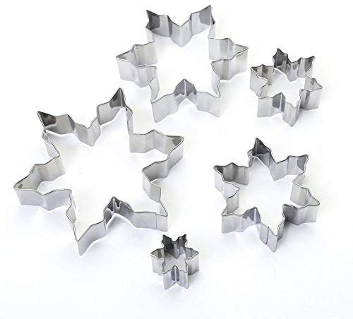 HelpCuisine Emporte-Pièce pour Biscuits, Lot de 5 Cutters a forme de Flocon de neige en acier inoxydable, Ideal pour faire des biscuits ecc, 24 mois de Garantie!