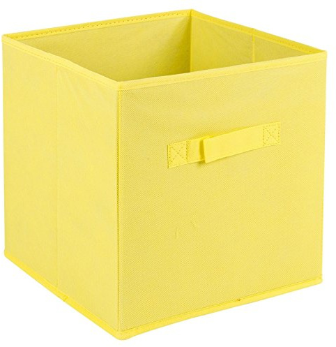 URBNLIVING Collapsible Storage Cube Drawer Box with Carry Handles (Yellow - Large)