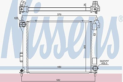NISSENS Kühler Motorkühlung Kühler Wasserkühler Motorkühler Netzbreite 383mm Netzlänge 480mm Netztiefe 26mm 67615